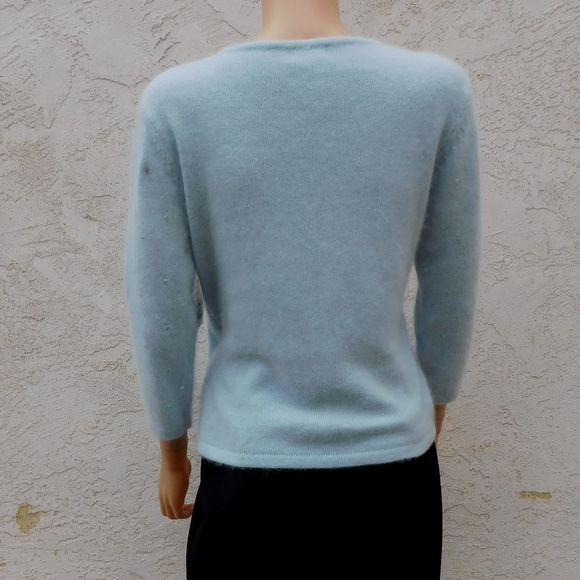PIERRE CARDIN Pullover Blue Angora 1950s Style New - Picture 7 of 7